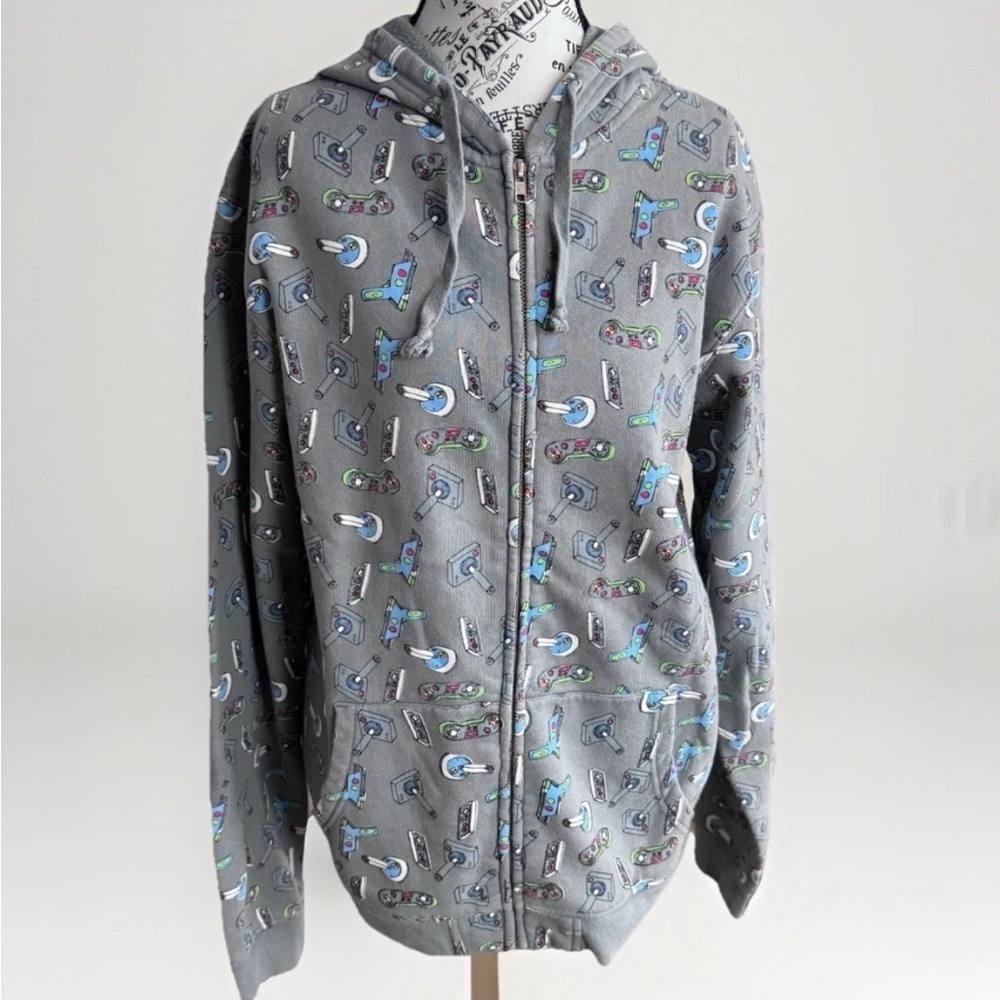 Vintage Y2K Loyal Army Hoodie Zip Video Game Controller Print Sweater Jacket M
